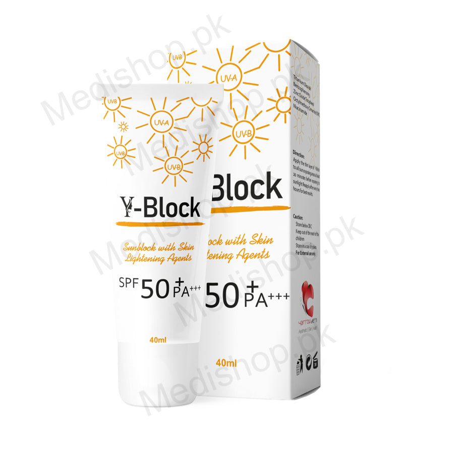 Y-Block SPF50+ Sunblock 40ml – Medishop.pk