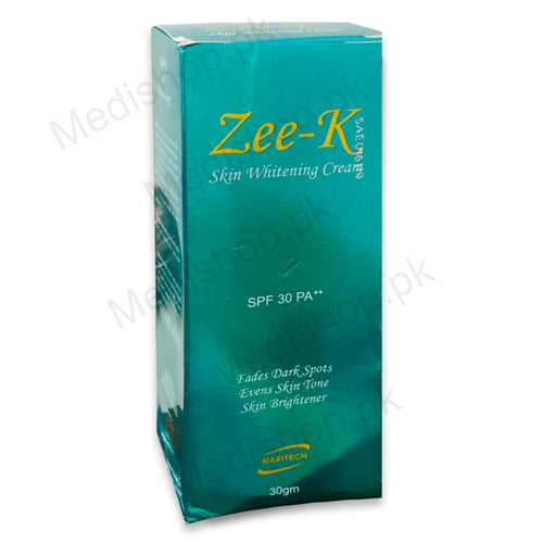Zee-K Skin Whitening Cream 40gm SPF 30 fades dark spots skin brightner maxitech pharma