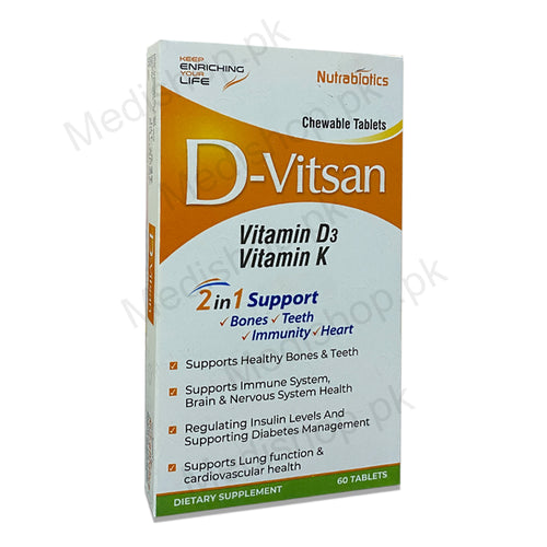D-Vitsan Chewable Tablets vitamin d3 k supplement nutrabiotics