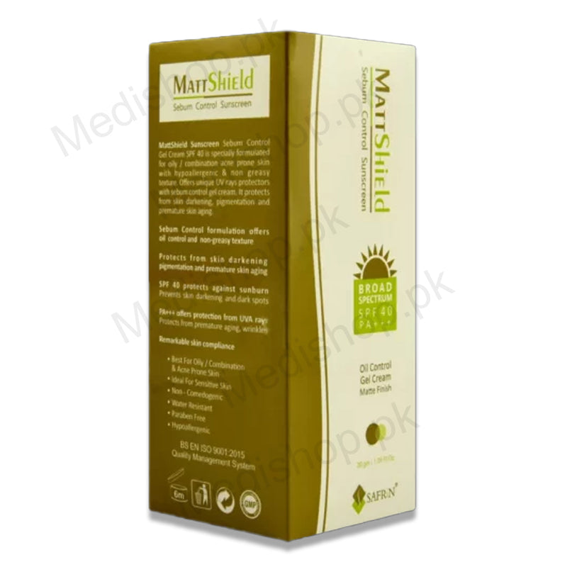 matt shield sebum control sun screen contro safrin pharma