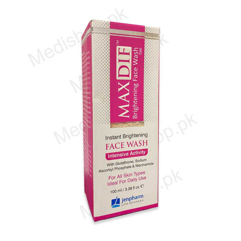 Maxdif Brightening Facewash Gel 100ml skin-whitening glutathione jenpharm life sciences