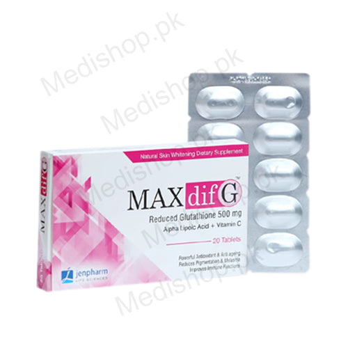 maxdif reduced glutathione 500mg alpha lipoic acid + vitamin c tablets jenpharm whitening