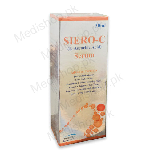 siero-c serum l ascorbic acid skin lightening potent anti oxsident whitening skincare maxitech pharma