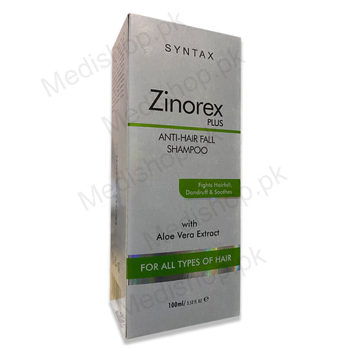 zinorex-plus anti hair fall shampoo care aloe vera extract syntax pharma 100ml
